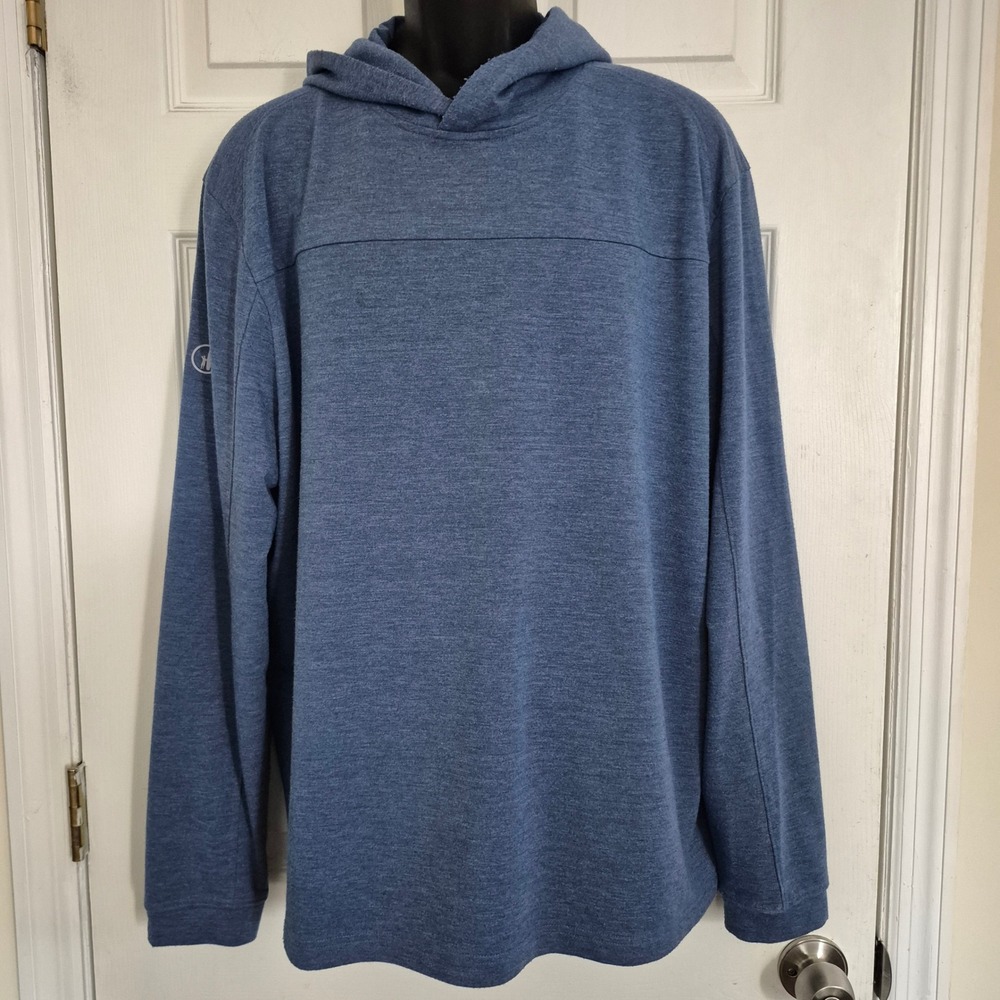 Johnnie-O Performance Hoodie Mens XL Blue Heathered UPF 50 Sun Pullover
